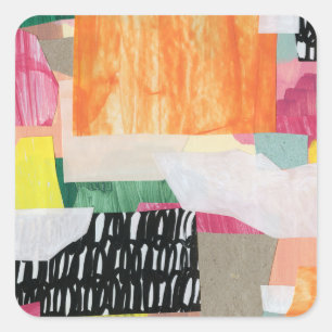 Collage art, modern colourful abstract. square sticker