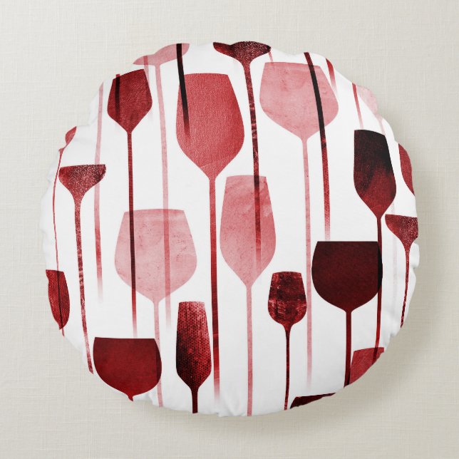 Collage art: party drinks pattern. round cushion (Front)