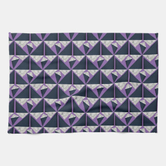 collage blending marble textures with purple block tea towel