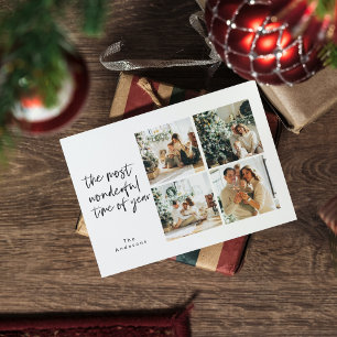 Collage Christmas Four Photos Wonderful Holiday Postcard
