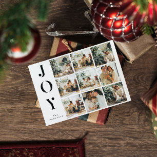 Collage Christmas Nine Photos Happy Joy Holiday Postcard