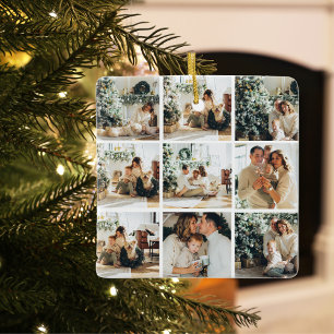 Collage Christmas Photo   Happy Holiday Ceramic Ornament