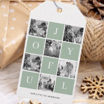 Collage Christmas Photo | Pastel Green Joyful  Gift Tags<br><div class="desc">Collage Christmas Photo | Pastel Green Joyful</div>
