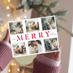 Collage Christmas Six Photos | Merry Red Holiday  Postcard<br><div class="desc">Collage Christmas Six Photos | Merry Red Holiday</div>