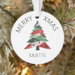 Collage Christmas Tree Ornament<br><div class="desc">Features a collage Christmas tree in a colour palette of red and green. Personalise with a name on the front,  and a “from” name on the back.</div>