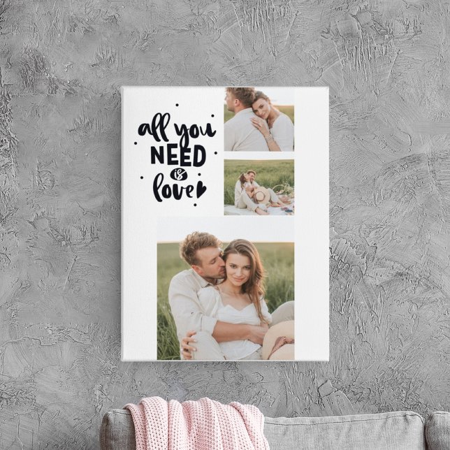 Collage Couple Photo & All You Need Is Love Quote Canvas Print (Creator Uploaded)