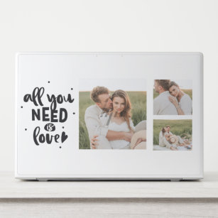 Collage Couple Photo & All You Need Is Love Quote HP Laptop Skin
