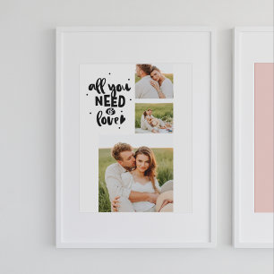 Collage Couple Photo & All You Need Is Love Quote Poster