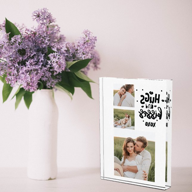 Collage Couple Photo & Hugs And Kisses Phrase Love Block (Creator Uploaded)