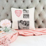 Collage Couple Photo & Hugs And Kisses PInk Heart Cushion<br><div class="desc">Collage Couple Photo & Hugs And Kisses PInk Heart</div>
