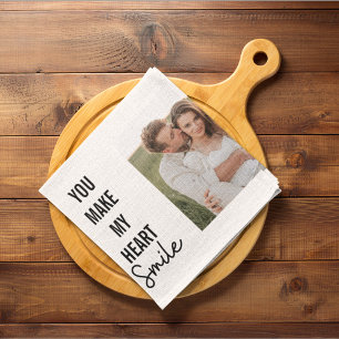 Collage Couple Photo & Lovely Romantic Quote Tea Towel