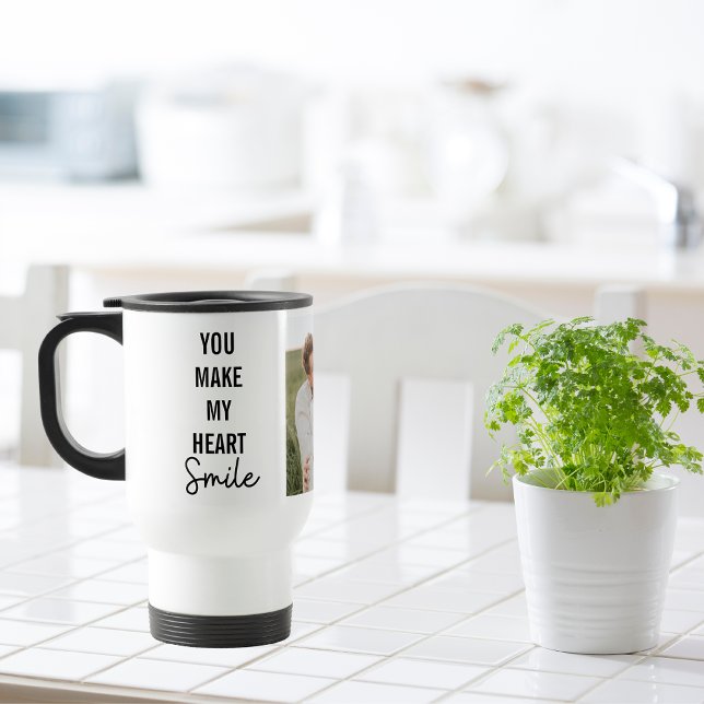 Collage Couple Photo & Lovely Romantic Quote Travel Mug (Creator Uploaded)