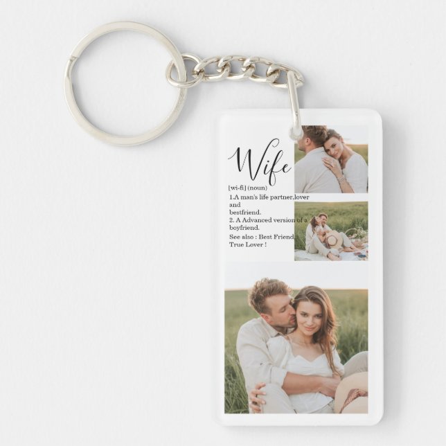 Collage Couple Photo & Lovely Romantic Wife Gift Key Ring (Front)
