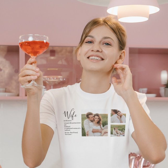 Collage Couple Photo & Lovely Romantic Wife Gift T-Shirt (Creator Uploaded)