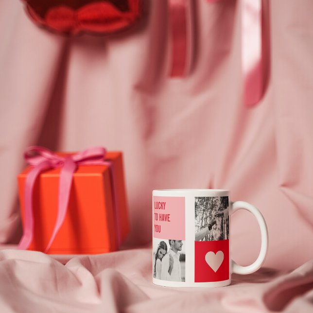 Collage Couple Photo | Modern Valentines Gift Mug (Creator Uploaded)