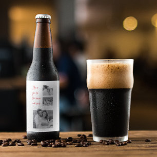 Collage Couple Photo & Romantic Quote Love You Bee Beer Bottle Label