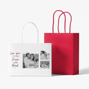 Collage Couple Photo & Romantic Quote To The Moon Large Gift Bag