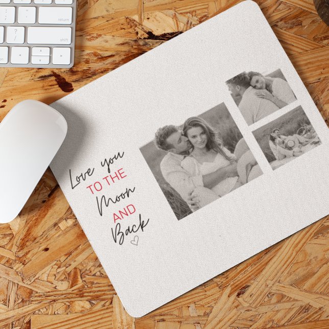 Collage Couple Photo & Romantic Quote To The Moon Mouse Pad (Creator Uploaded)