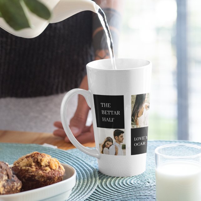 Collage  Couple Photo | Valentine Gift Latte Mug (Creator Uploaded)