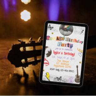 Collage Cut Out Rockstar Birthday Invitation