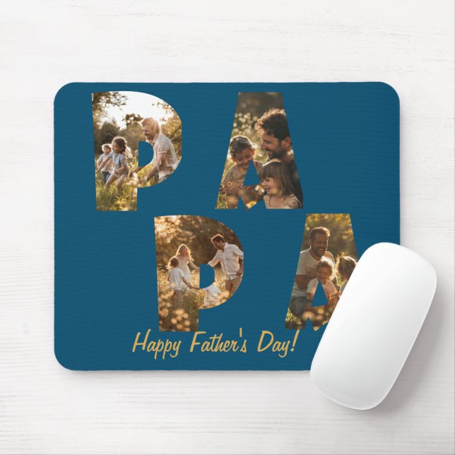 Collage Cutout Letters PAPA I Blue Mouse Pad (With Mouse)