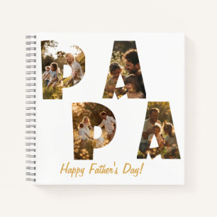 Collage Cutout Letters PAPA I White Notebook