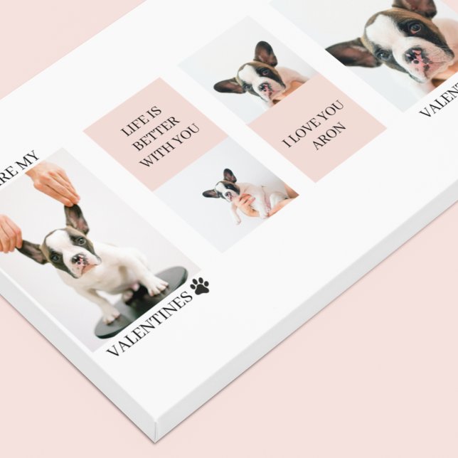 Collage Dog Photos | Dog Is My Valentines | Pink  Canvas Print (Creator Uploaded)