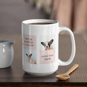 Collage Dog Photos Dog Is My Valentines Pink Coffee Mug