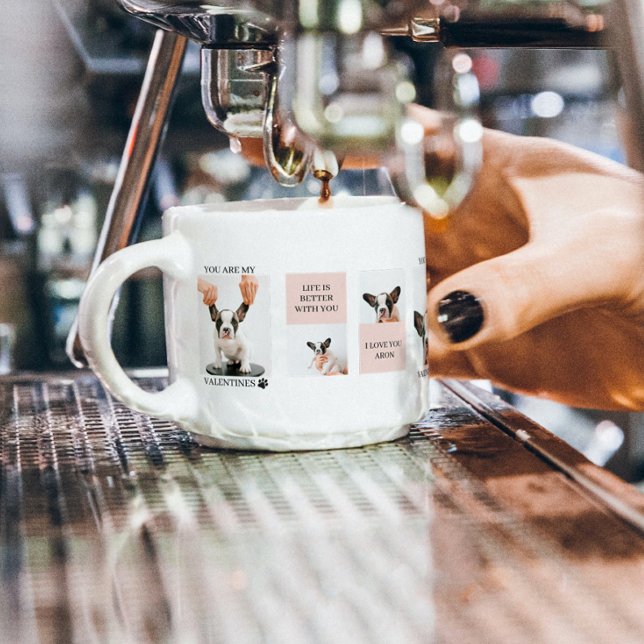 Collage Dog Photos | Dog Is My Valentines | Pink  Espresso Cup (Creator Uploaded)