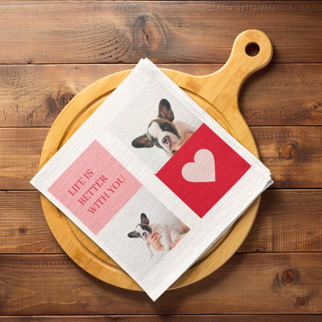 Collage Dog Photos | My Dog Is My Valentine Tea Towel (Creator Uploaded)
