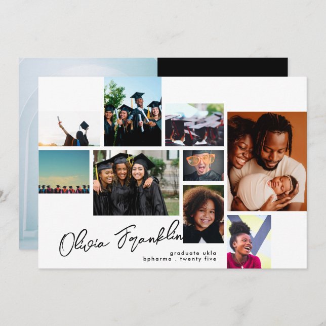 Collage Editable Multi Photo Graduation Party Invitation (Front/Back)