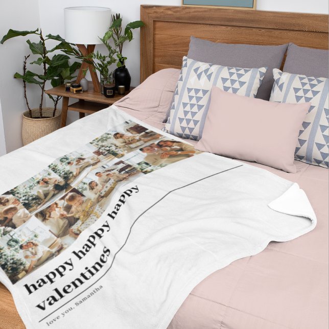 Collage Family Photo | Happy Valentines Fleece Blanket (Creator Uploaded)