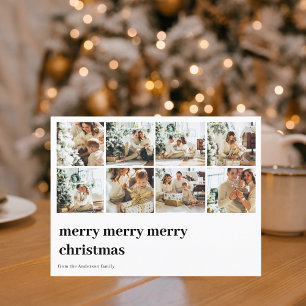 Collage Family Photo Merry Merry Christmas Postcard