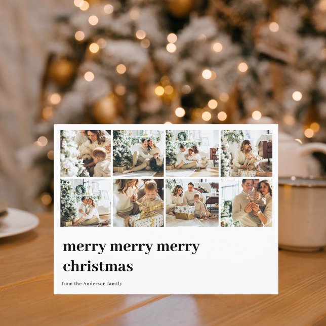 Collage Family Photo | Merry Merry Christmas Postcard (Creator Uploaded)