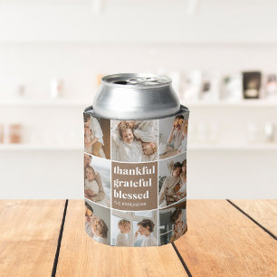 Collage Family Photo Thankful Grateful Blessed Can Cooler