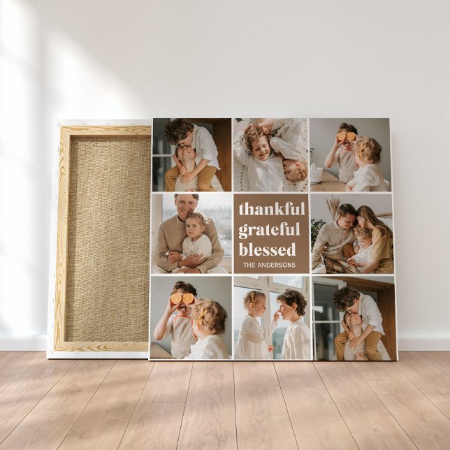 Collage Family Photo | Thankful Grateful Blessed Canvas Print (Creator Uploaded)