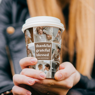 Collage Family Photo Thankful Grateful Blessed Paper Cups