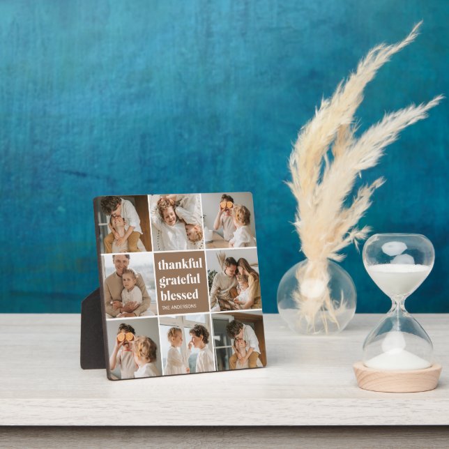 Collage Family Photo | Thankful Grateful Blessed Plaque (Insitu)