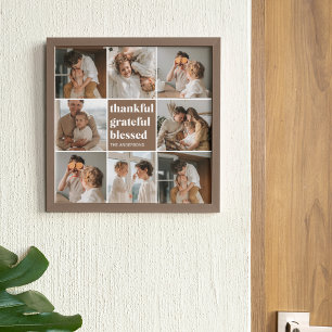 Collage Family Photo   Thankful Grateful Blessed Poster