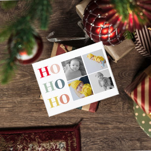 Collage Four Photos Colorful HOHOHO Postcard