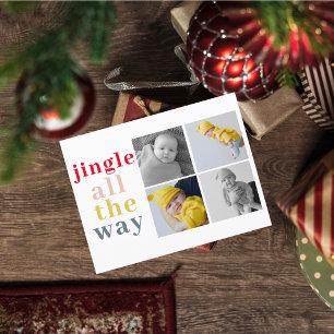 Collage Four Photos Colourful Jingle All The Way Postcard