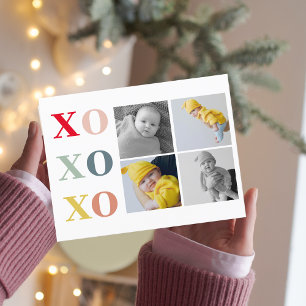 Collage Four Photos   Colourful XoXoXo Postcard
