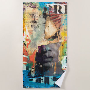 Collage Head Beach Towel