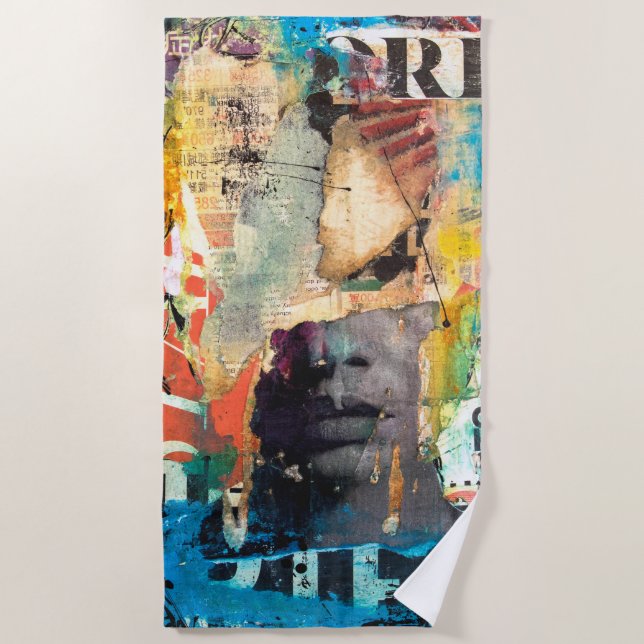 Collage Head Beach Towel (Front)