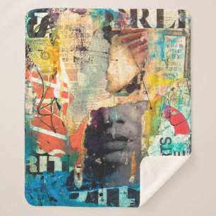 Collage Head Sherpa Blanket