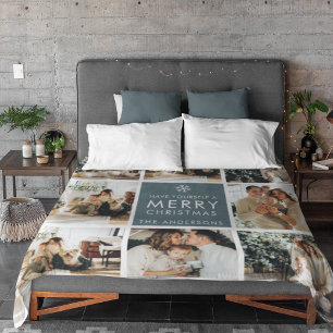 Collage Holiday Photos   Merry Christmas   Gift Sherpa Blanket