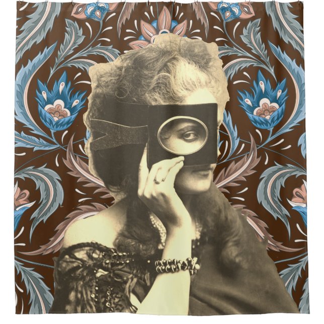 Collage Masked Lady Countess Castiglione Shower Curtain (Front)