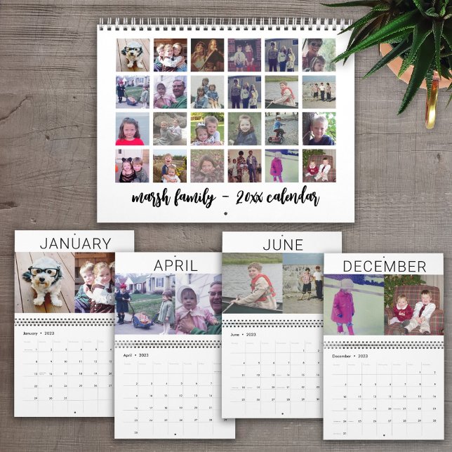 Collage Modern Family 24 Photo Minimal Calendar (Creator Uploaded)