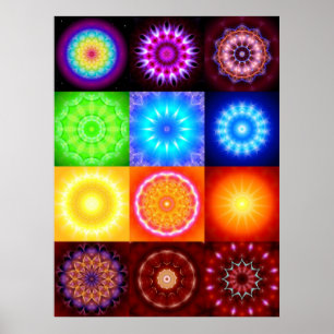 Collage of 12 Mandalas Poster