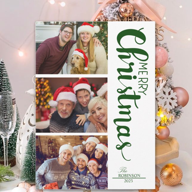 Collage of 3 photos Family Christmas Holiday Card (Creator Uploaded)